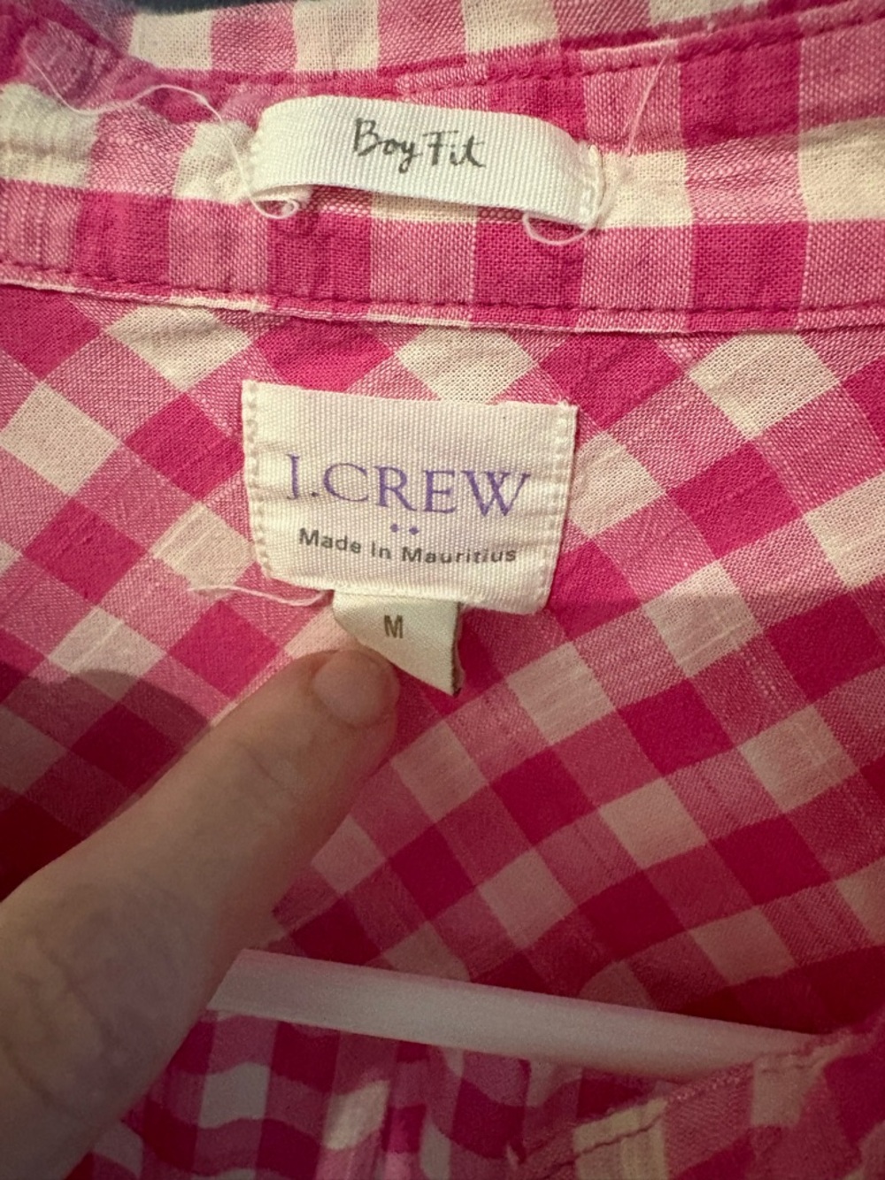 J. Crew Factory Pink & White Gingham Button-Down Shirt - Picture 2 of 3